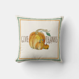 Almofada Throw Pillow: Give Thanks Pumpkin Harvest Blessing