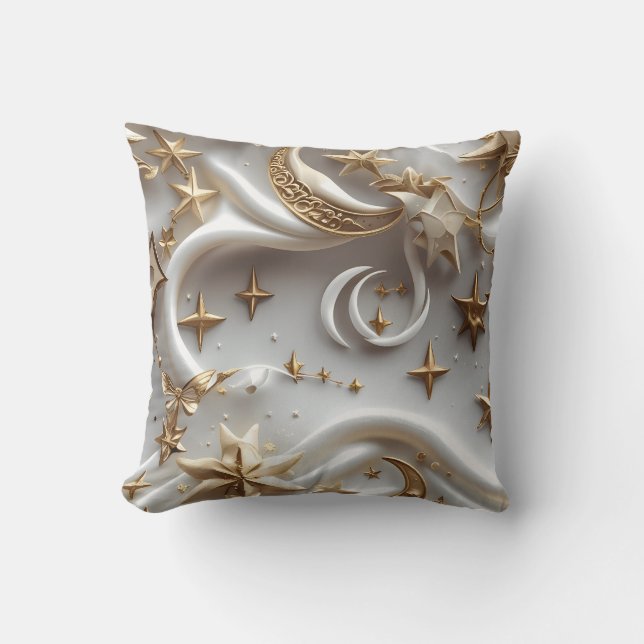 Almofada Throw Pillow – Luxury Alabaster White Celestial  (Frente)