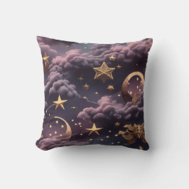 Almofada Throw Pillow – Luxury Smoky Plum Celestial Moon