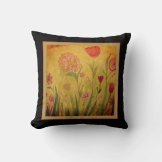 Almofada Throw Pillow - Mixed Media Flowers-2