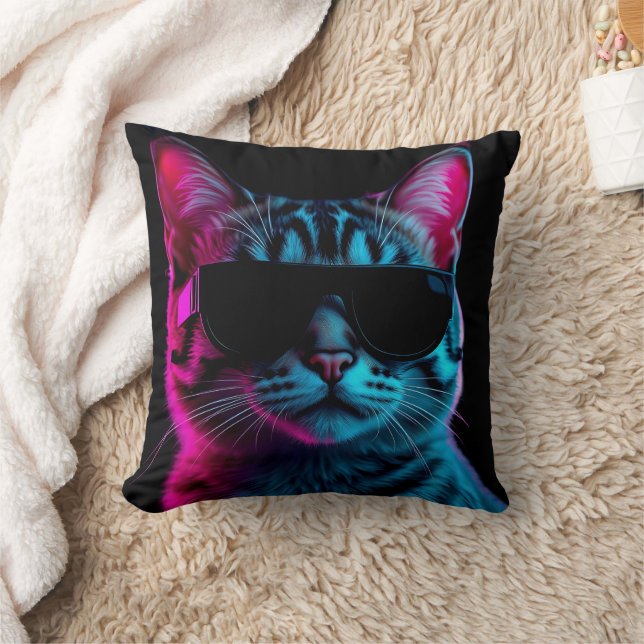 Almofada Throw pillow neon cat (Cobertor)