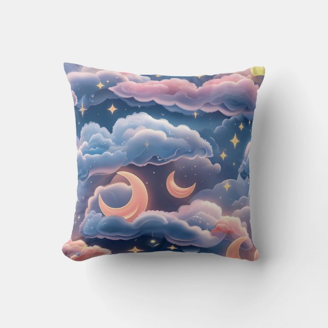 Almofada Throw Pillow - Pastel Coral Sky Blue Celestial (Frente)