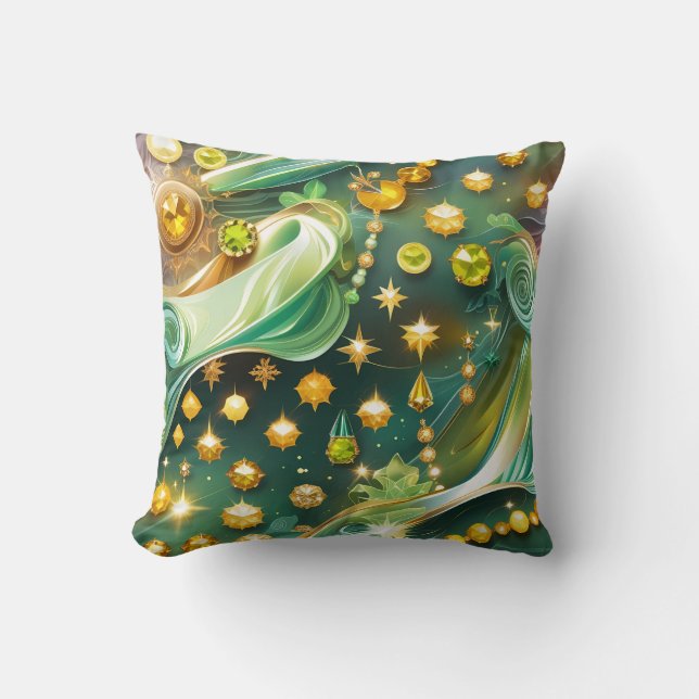 Almofada Throw Pillow - Peridot Citrine Celestial Moon (Frente)