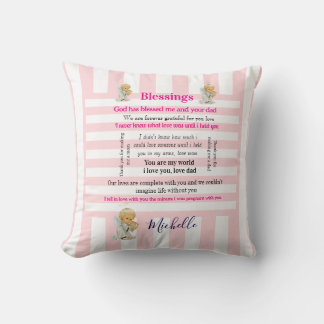 Almofada Throw Pillow Pink & White Stripe Blessings 