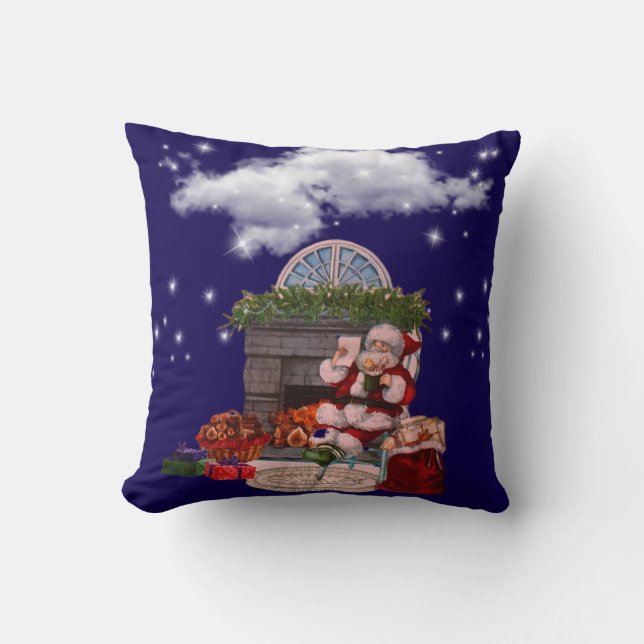 Almofada Throw Pillow Santa Claus Christmas tree  (Frente)