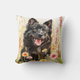 Almofada Throw Pillow – Schipperke Watercolor Dog Decor