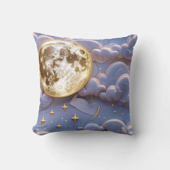 Almofada Throw Pillow - Soft Gold Pale Blue Lavender (Frente)