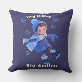 Almofada Throw Pillow with Cute Little Cartoon Skating Girl