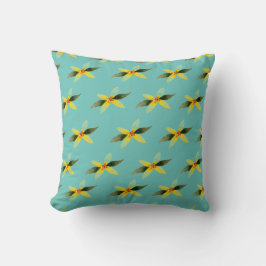 Almofada Throw pillow with olive blossom on teal background