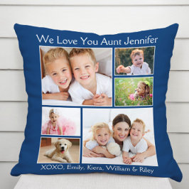 Almofada Tia Te Ama Foto Colagem Azul
