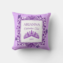 Almofada Tiara Roxa Personalizada & Borboletas Lembrança
