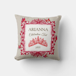 Almofada Tiara Vermelha Rubi Personalizada & Borboletas
