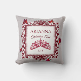 Almofada Tiaro Cinza Personalizado, Vermelho Borgonha, Borb