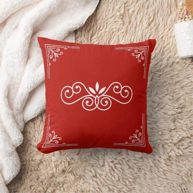 Almofada Tibetan Art Square Pillow on Red | Customizable Bo (Cobertor)