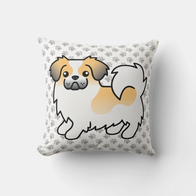 Almofada Tibetan Spaniel Parti-Color Fawn Sable Cão Fofo (Frente)