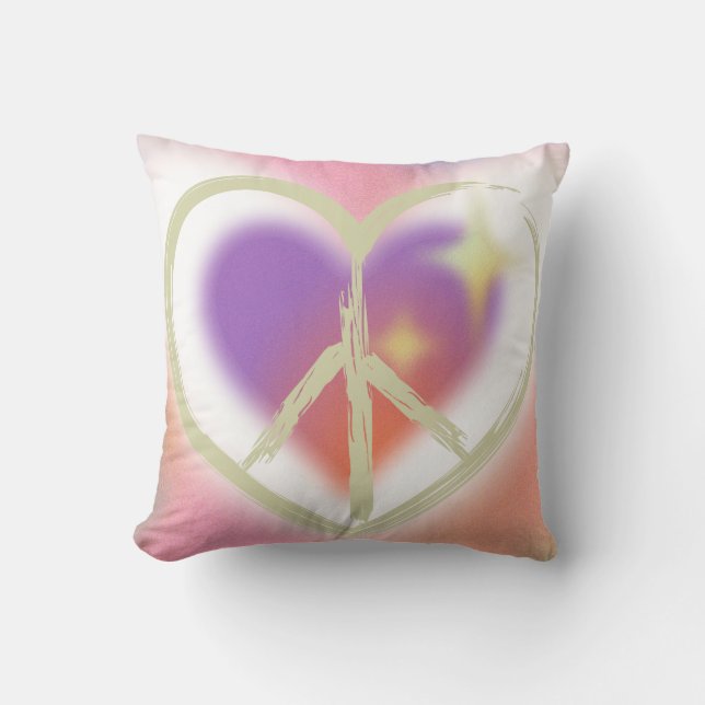 Almofada Tie Dyed Heart Peace Sign (Frente)