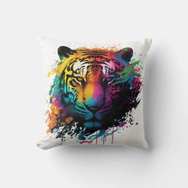 Almofada Tiger Neon Ink Splash (Frente)
