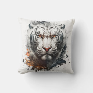 Almofada Tiger Retrato Animal Pintura Selvagem Exterior