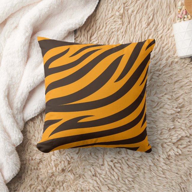Almofada Tiger Stripe Black Orange Wild (Cobertor)