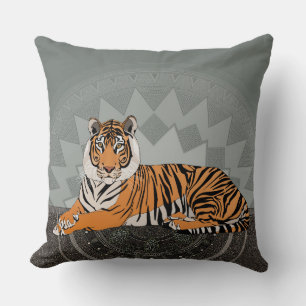 Almofada tigre-de-bengala mandala líquen