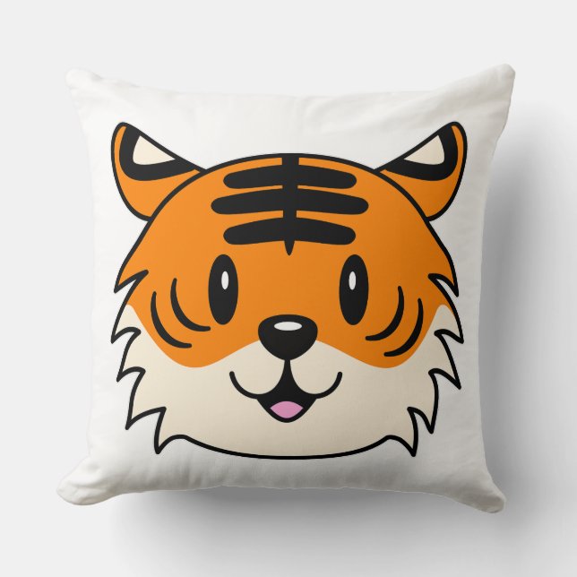 Almofada Tigre de Cartoon Sorridente (Frente)