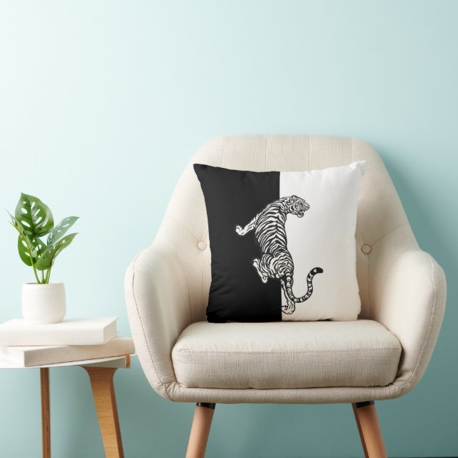 Almofada Tigre Preto e Branco (Cadeira)