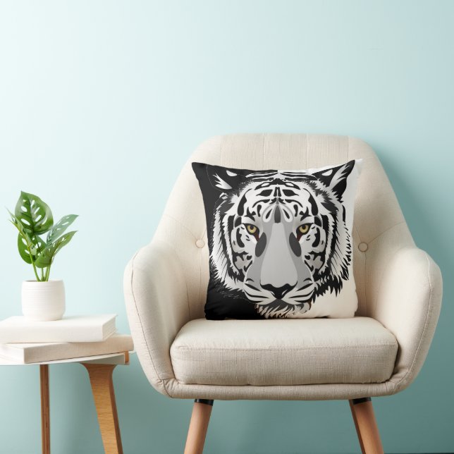 Almofada Tigre Preto e Branco (Cadeira)