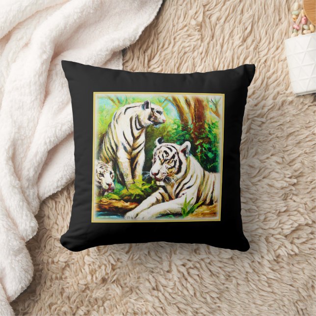Almofada Tigres Brancos Na Selva. Comprar Agora (Cobertor)