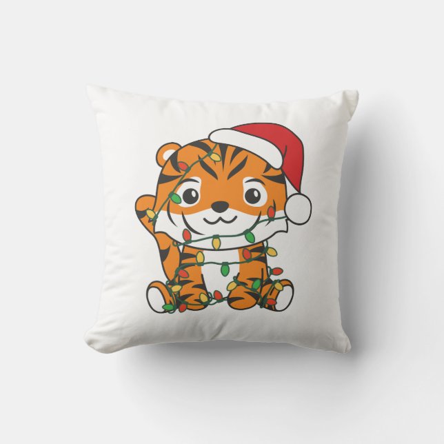 Almofada Tigres de Natal para Animais de Inverno de Tigre (Frente)