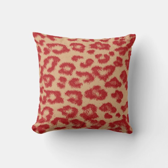 Almofada Tijolo de Pele com Pele Impressa do Leopardo (Frente)