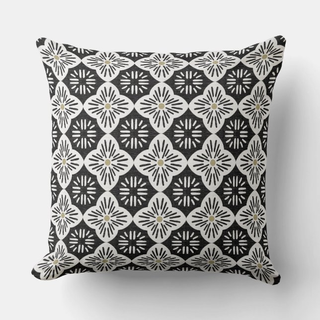 Almofada Tile casablanca graphic in black and white pattern (Frente)