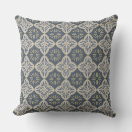 Almofada Tile casablanca graphic in denim and gold pattern