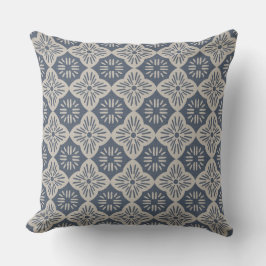Almofada Tile casablanca graphic in denim and taupe pattern