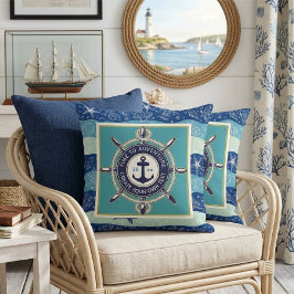 Almofada Time To Adventure Custom Maritime Boat Name