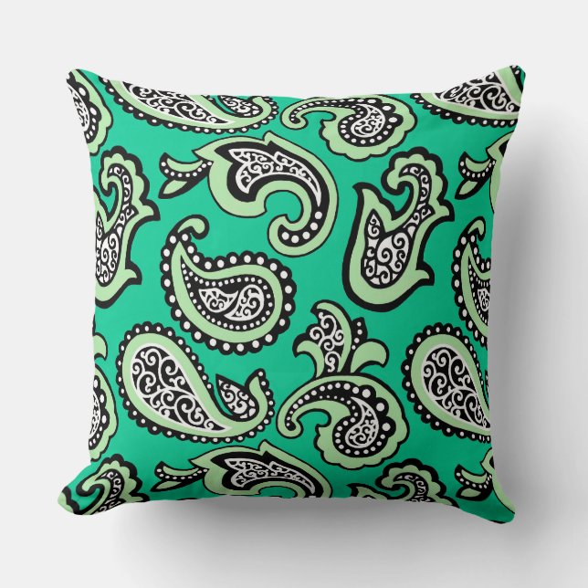 Almofada Timeless Paisley on Green Background (Frente)