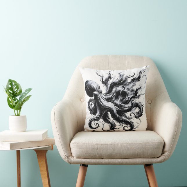 Almofada Tinta Abstrata Fluido Polvo Kraken (Cadeira)