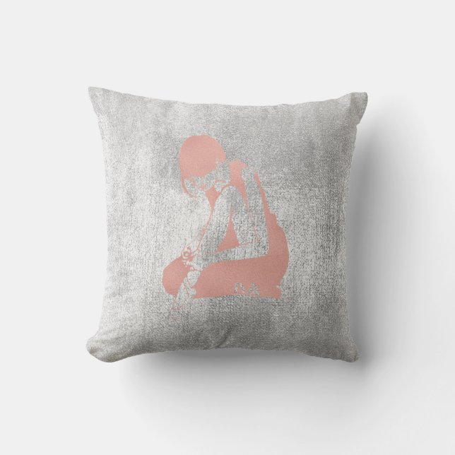 Almofada Tinta de Cinza de Prata Metálica Cinzenta de Cinza (Frente)