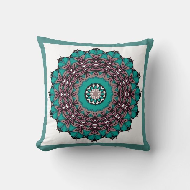 Almofada Tinta decorativa de abstrato de mandala em círculo (Frente)