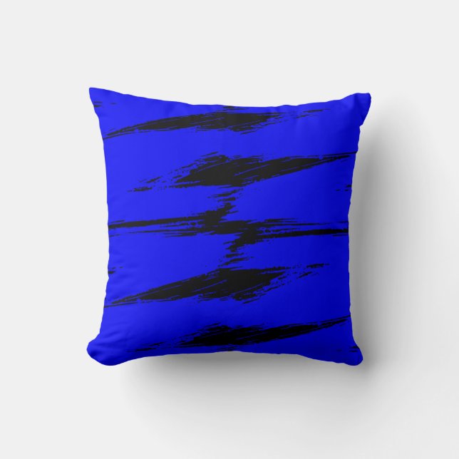 Almofada Tinta do Traço de Pincel Azul e Preto (Frente)