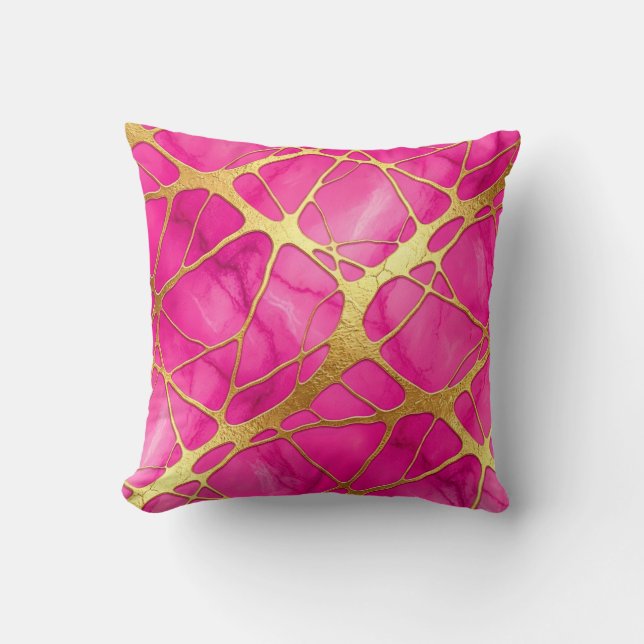 Almofada Tinta Rosa + Travesseiro de Luxo Moderno de Mármor (Frente)