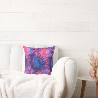 Almofada Tinta Tie Dye Espiral Rosa Azul e Roxo 