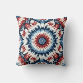 Almofada Tinta Tie-dye Vermelha, Branca e Azul