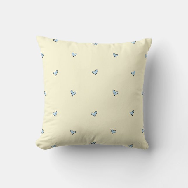 Almofada Tiny Blue Heart Print Nursery Throw Pillow (Frente)