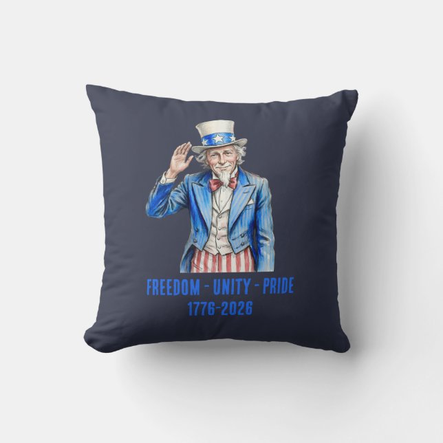 Almofada Tio Sam Feliz 4 de Julho Patriótico (Frente)