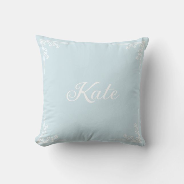 Almofada Tipografia Azul Pastel Moderna Personalizada Nome (Frente)