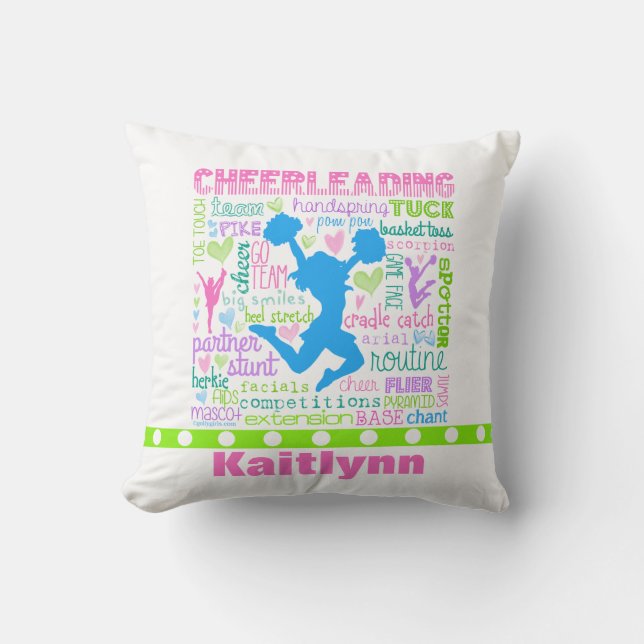 Almofada Tipografia Cheerleading Pastel personalizada das (Frente)