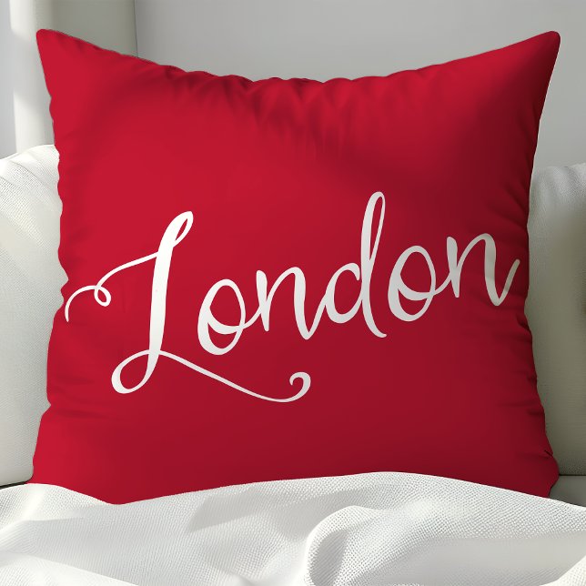 Almofada Tipografia Chic Red and White London England (Criador carregado)