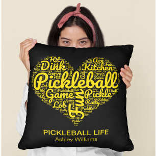 Almofada Tipografia de Arte do Jogador de Pickleball Person