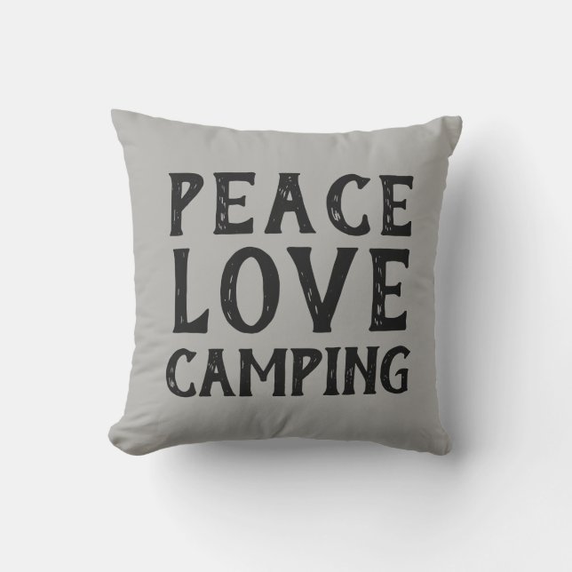 Almofada Tipografia de CAMPING do PEACE LOVE | Travesseiro  (Frente)