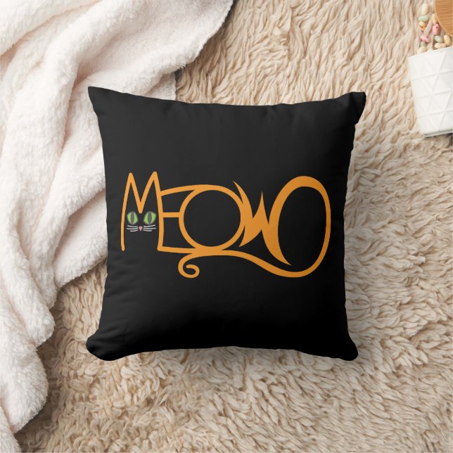Almofada Tipografia de Gato Meow LARANJA (Cobertor)